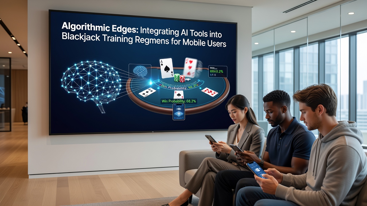 Close-up of AI analytics dashboard on a smartphone showing blackjack hand history and performance graphs