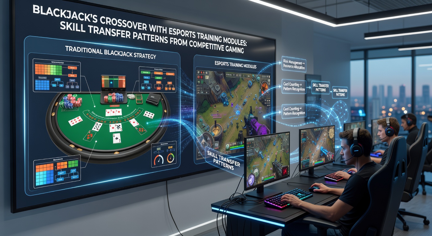 Split view of competitive gamer and blackjack table highlighting shared focus elements