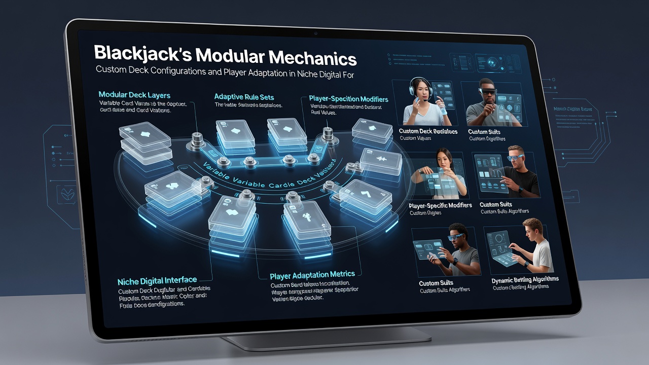 Player dashboard displaying adaptive strategy adjustments for varying deck modules in a digital blackjack environment