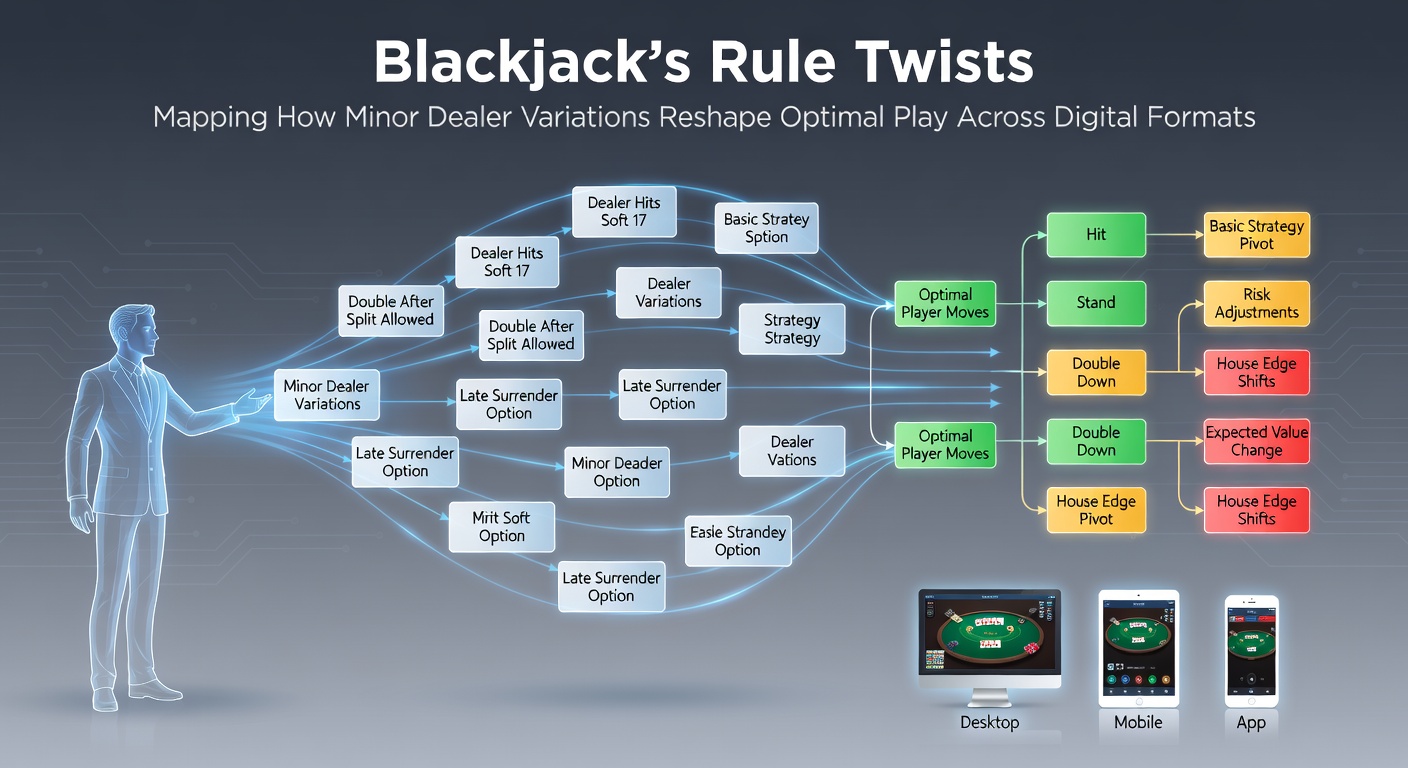 Digital blackjack interface showing dealer rules and strategy adjustments on a mobile screen