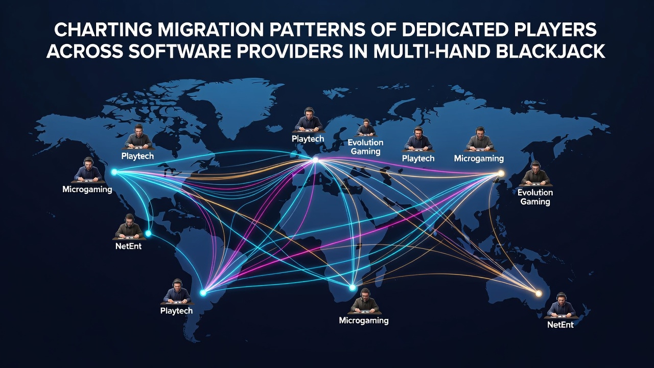 Graph illustrating quarterly shifts in player distribution among multi-hand blackjack software providers from 2025 to mid-2026