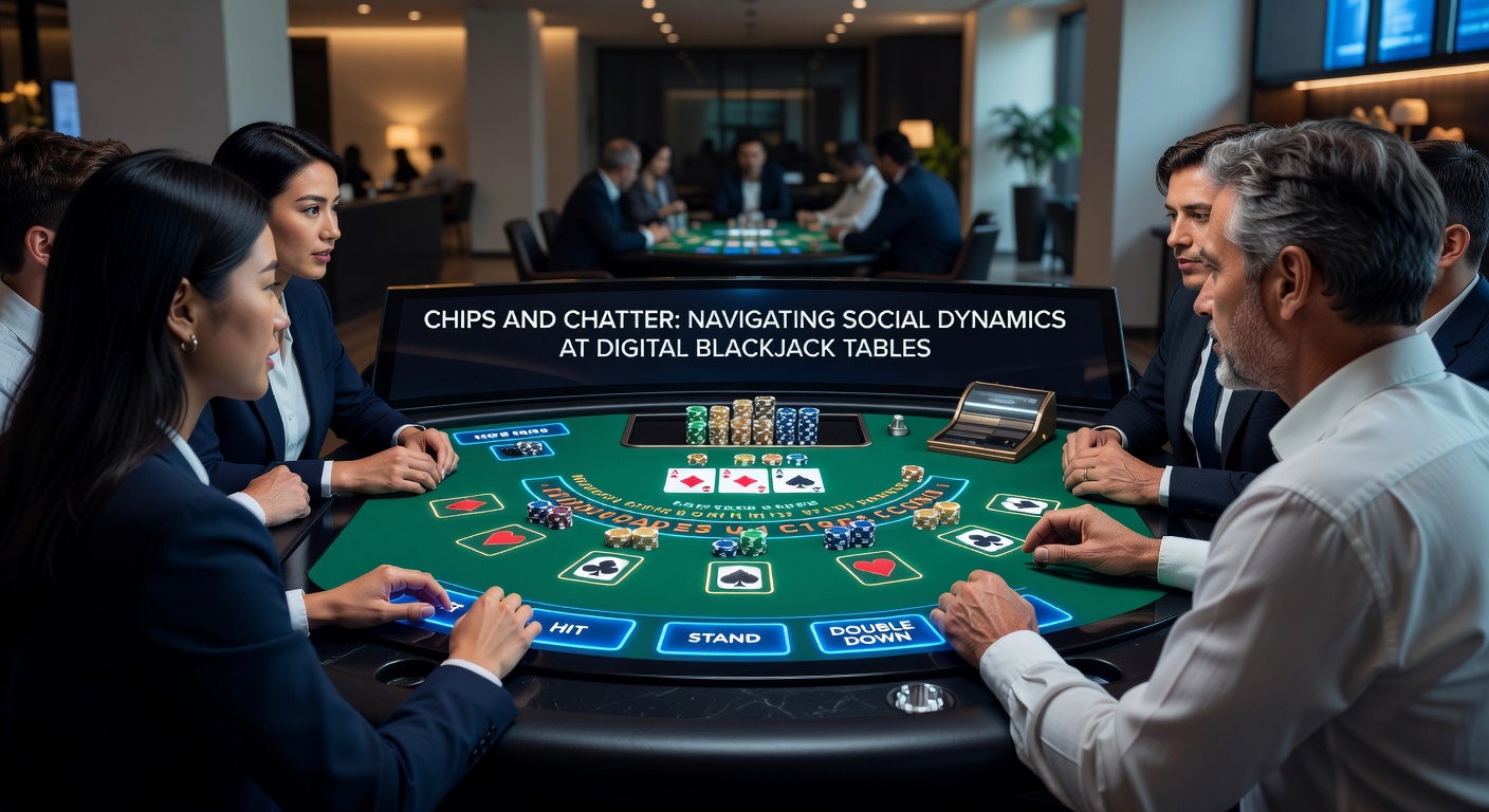 Close-up of a digital blackjack interface showing active chat bubbles, player avatars, and stacked chip bets during a tense hand