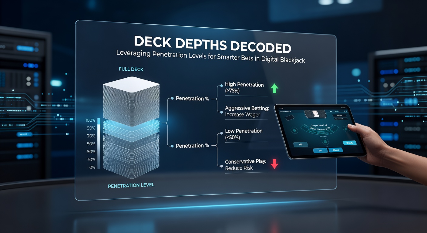 Graph depicting house edge reduction against increasing deck penetration percentages in multi-deck blackjack
