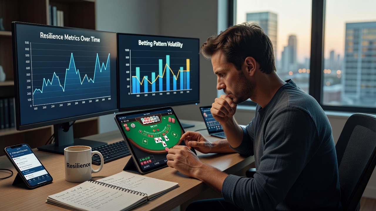 Digital blackjack interface showing betting controls and session timers during extended play