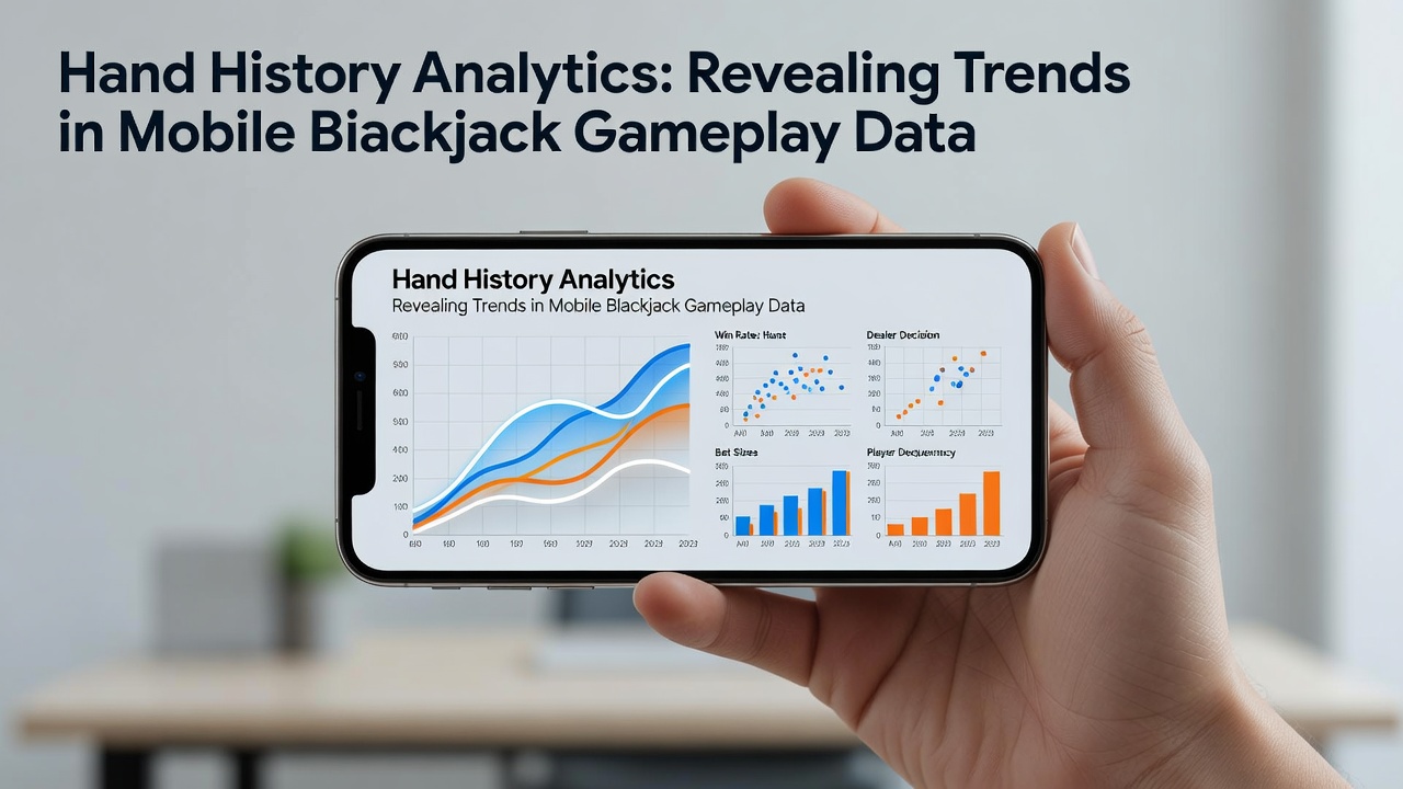 Mobile blackjack gameplay interface displaying hand history logs and session metrics on a smartphone screen
