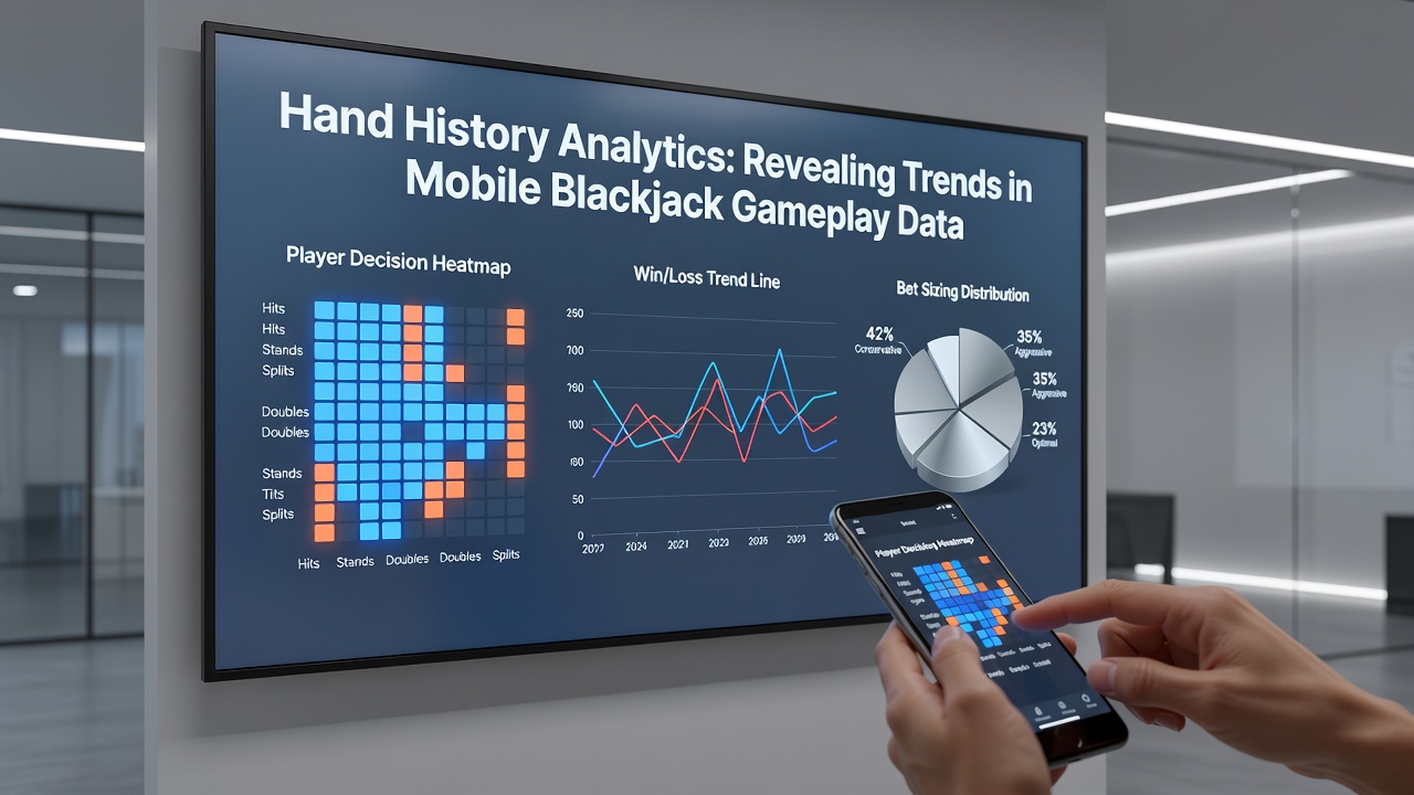 Analytics dashboard presenting aggregated blackjack trend charts and heat maps of player activity