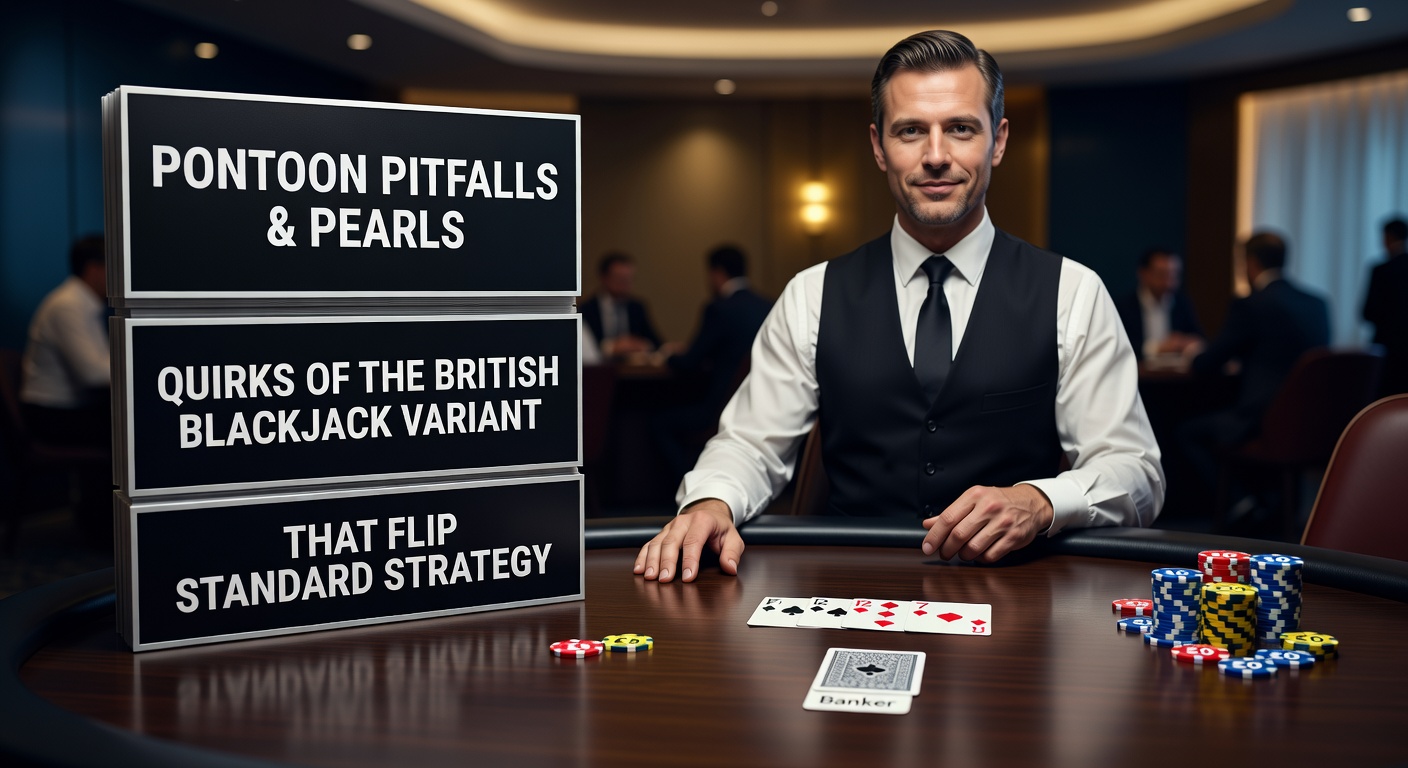 Strategy chart comparing Pontoon deviations to standard Blackjack, with highlighted pitfalls