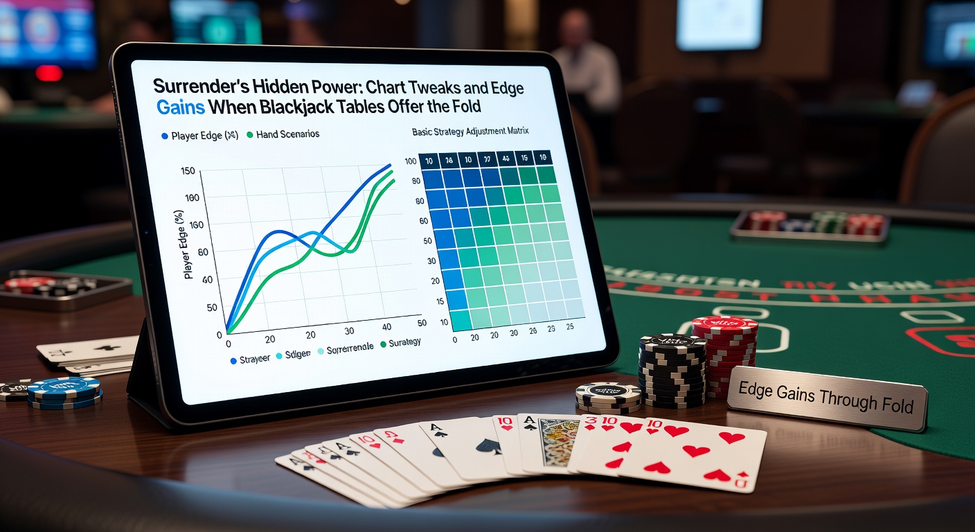 A blackjack table with surrender option highlighted, showing player hand of 16 against dealer 10