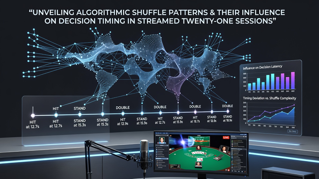 Algorithmic shuffle patterns visualized in a live streamed blackjack session interface